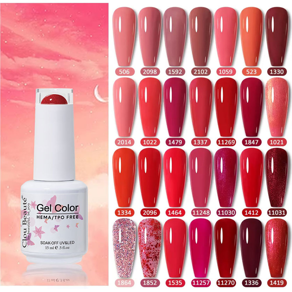 Nail Art One Piece - クルーボーテ 15 ミリリットルジェルネイルポリッシュ半永久ハイブリッド黒赤カラージェルポリッシュネイルアート UV ネイルエナメルワニスネイル用品