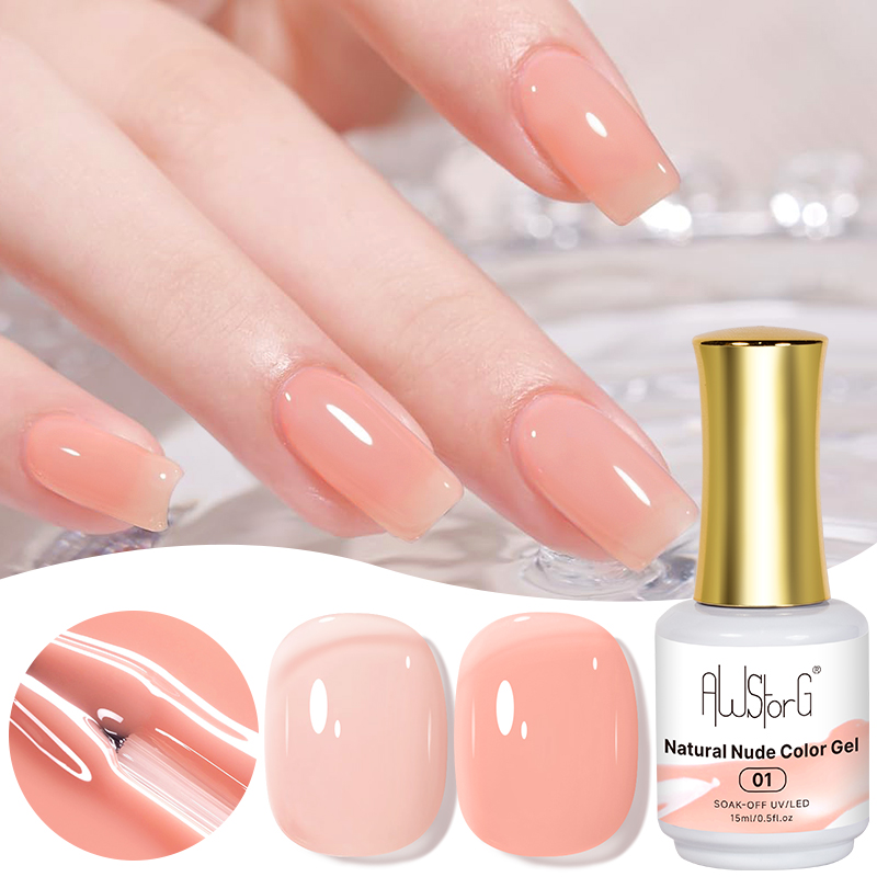 Nail Art Natural Pink - AWStorG 15ML ナチュラルヌードピンクカラー ネイルアート アイス 透明