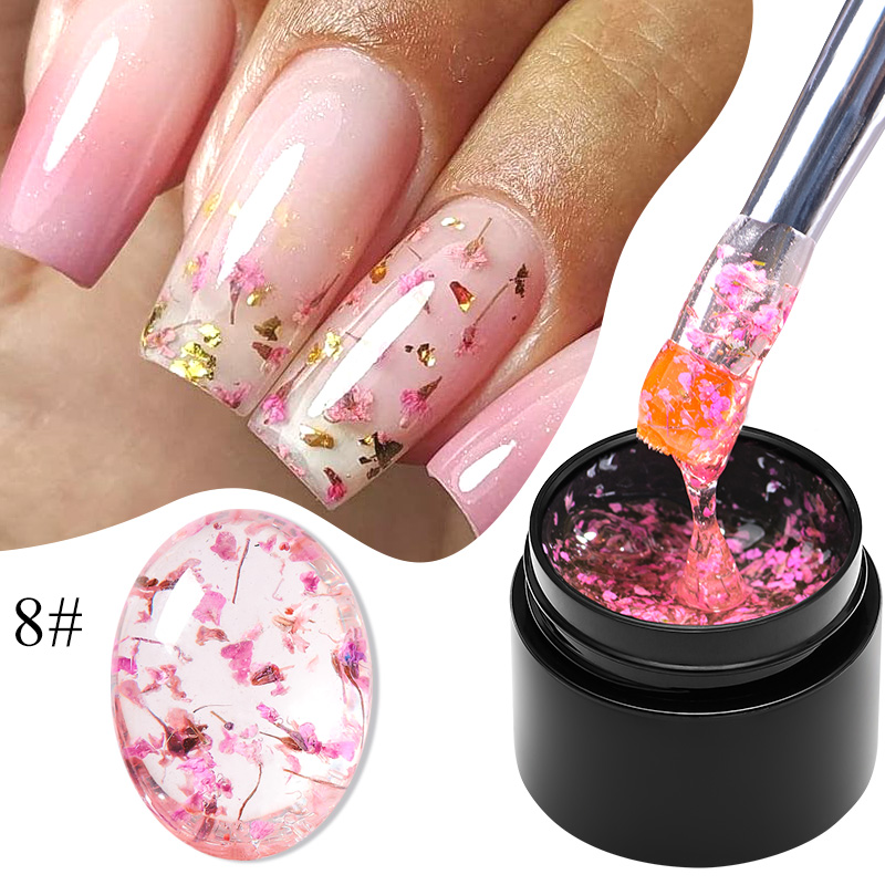 Nail Art Natural Pink - ミートアクロス 5 ミリリットルピンクドライフラワージェルマニキュアナチュラルフラワー妖精ネイルアートジェルソークオフ UV LED 絵画ワニス爪