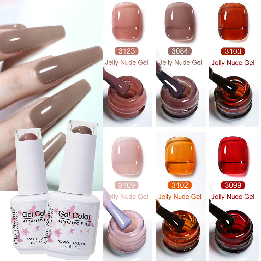 Nail Art Natural Pink - クルーボーテ HEMAフリー 半透明ヌードピンクレッド ジェリーグラス ミルキーホワイト ネイルアートジェルネイルポリッシュ