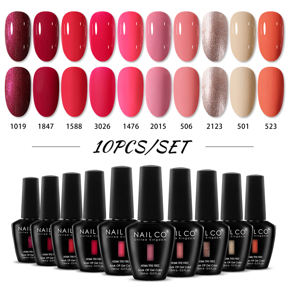 Nail Art Natural Pink - ネイルコ 15ml 10個/セット HEMA TPOフリー ジェルネイルポリッシュ