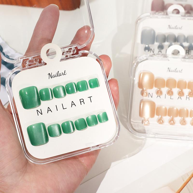 新しい10個入り/箱 フレンチフェイクネイル グロッシーキャ - Nail Art Extension Cat Eye のレビューと価格