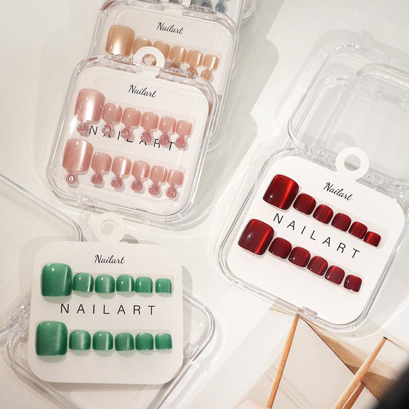 新しい10個入り/箱 フレンチフェイクネイル グロッシーキャ - Nail Art Extension Cat Eye のレビューと価格