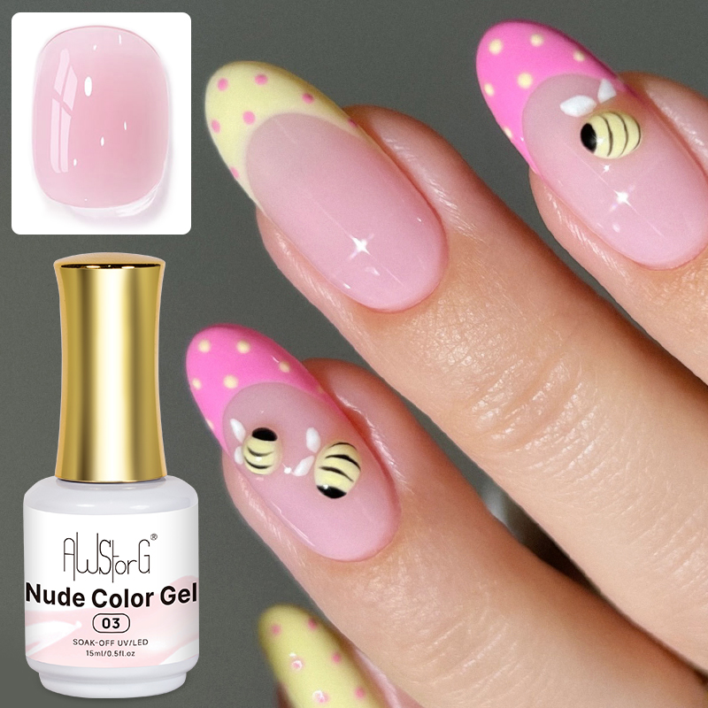 AWStorG 15ml ジェリーヌードピンク透明ジェル ソ - Nail Art Natural Pink のレビューと価格