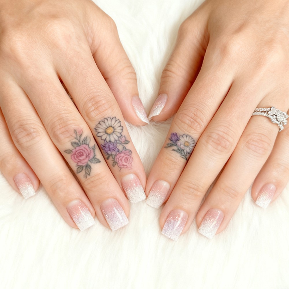 グリッターショートフェイクネイルチップ、接着剤ステッカー付き - Nail Art Natural Pink のレビューと価格